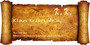 Klaus Krisztián névjegykártya